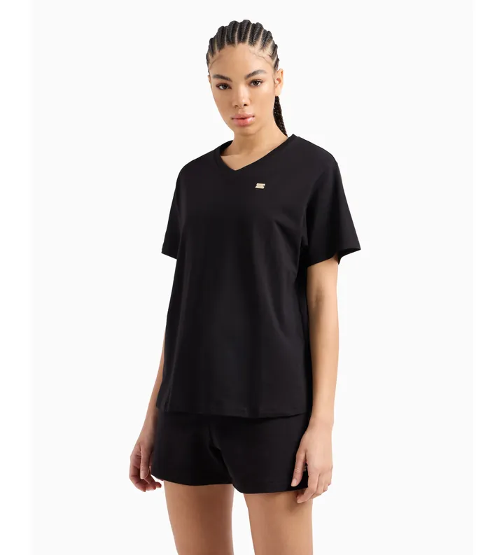 EA7 para mujer. 7W000029_AF10373 Camiseta Core Lady negro (L), Casual, Algodón, Manga corta