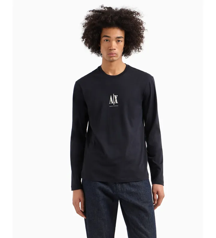 A|X Armani Exchange para hombre. XM000364AF12308UB101 Camiseta de manga larga marino (L), Casual, Algodón