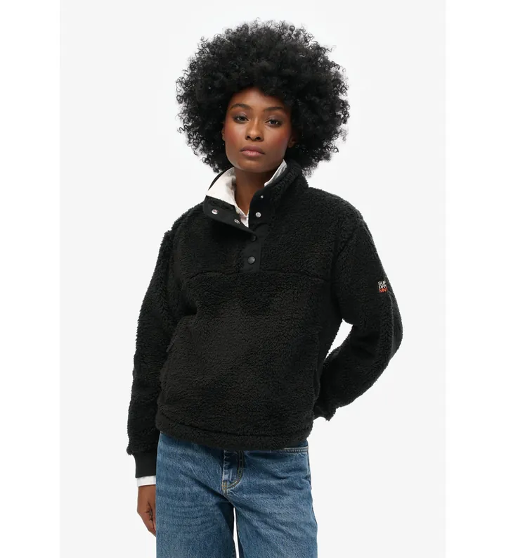 Superdry para mujer. W2012372A Polar Super Henley negro (L), Casual, Poliéster