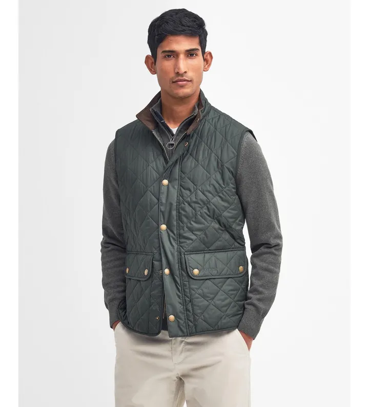 Barbour para hombre. MGI0245 Chaleco Lowerdale verde (L), Casual, Poliéster