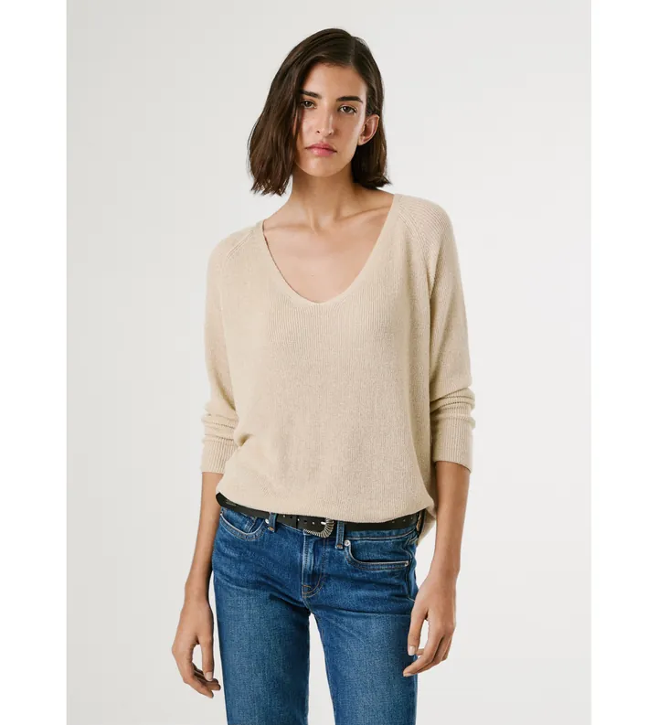 Pepe Jeans para mujer. PL702309 Jersey Coco beige (L), Casual, Viscosa