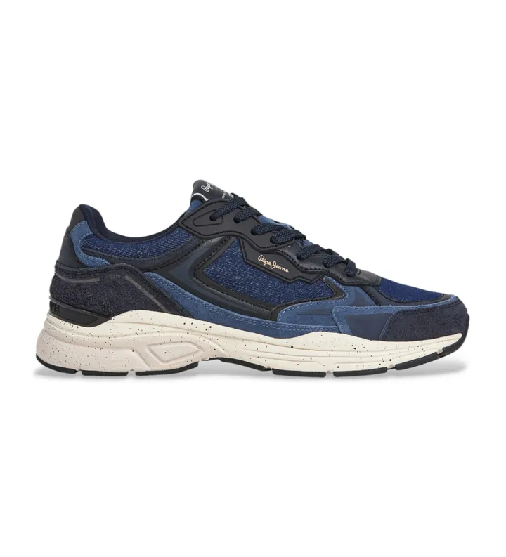 Pepe Jeans para hombre. PMS600006 Zapatillas de Piel Dave Retro marino (42), Plano, Cordones, Casual