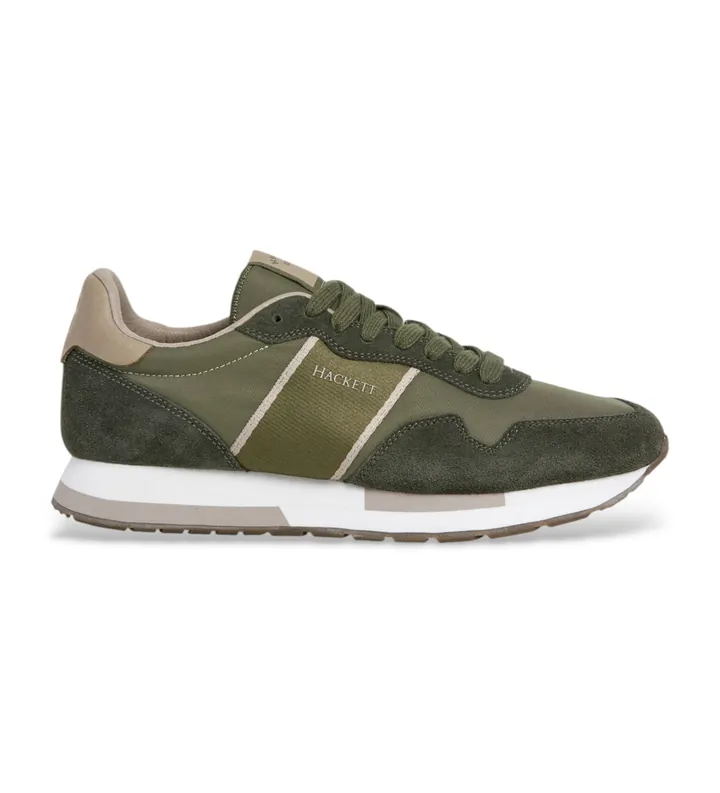 Hackett London para hombre. HMS200033 Zapatillas Keston Heritage verde (41), Plano, Cordones, Casual
