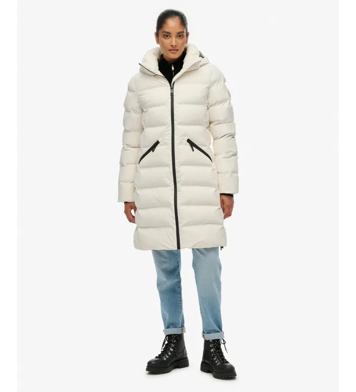 Superdry para mujer. W5011982A Chaqueta City Mid blanco roto (L), Casual, Poliéster