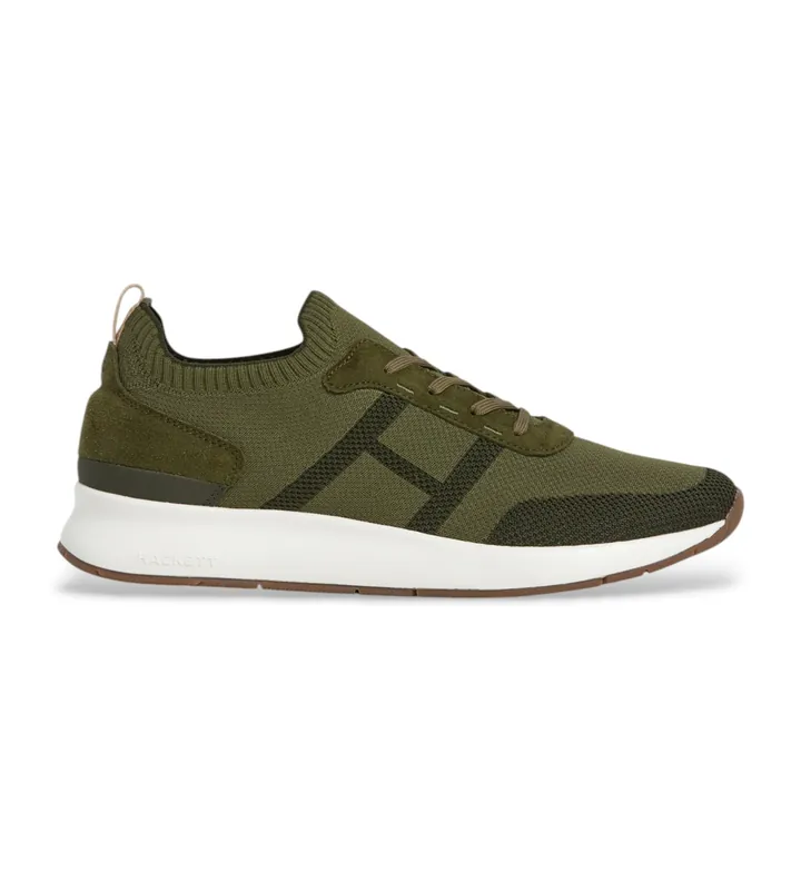 Hackett London para hombre. HMS200051 Zapatillas H-Runner verde (40), Plano, Cordones, Casual, Deportivo, Multideporte