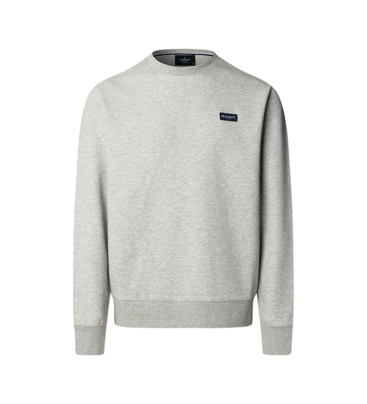 Hackett London para hombre. HM5800089 Sudadera cuello redondo con logo gris (L), Casual, Algodón