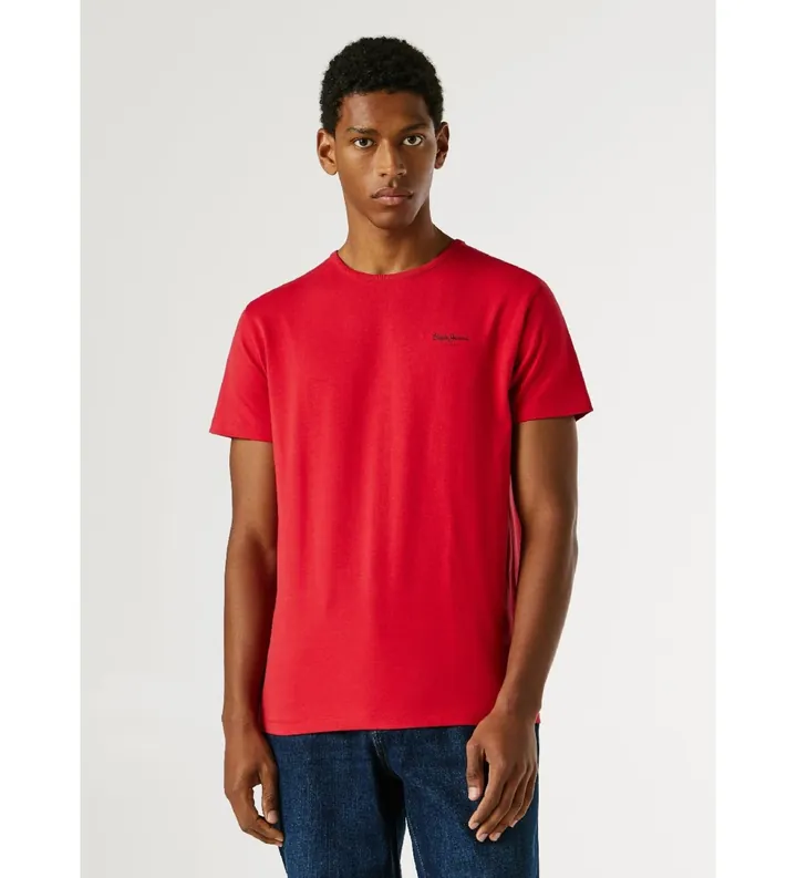 Pepe Jeans para hombre. PM5010180 Camiseta Original Basic 3N rojo (L), Casual, Algodón, Manga corta