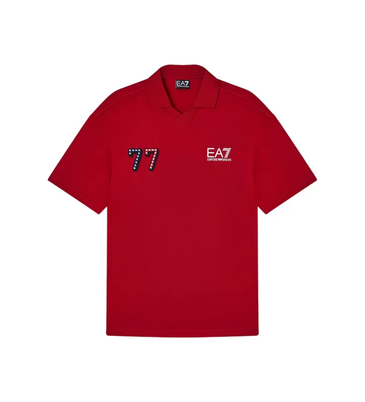 EA7 para hombre. 7M001416_AF13537 Polo Graphic rojo (3XL), Casual, Deportivo, Multideporte, Poliéster, Manga corta