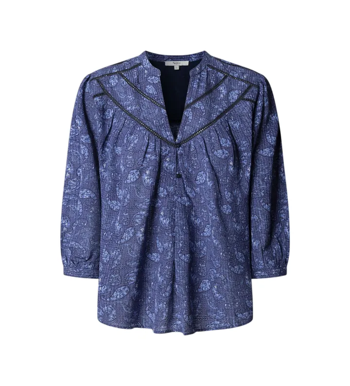 Pepe Jeans para mujer. PL3051388 Camisa Brigitte azul (L), Casual, Viscosa, Manga 3/4