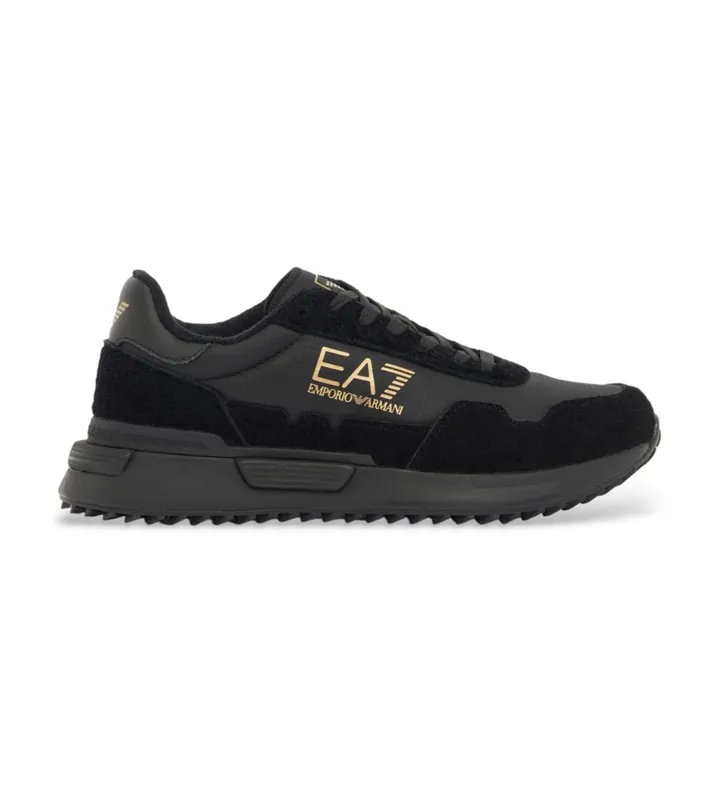 EA7 unisex. 7X000380_AF19175 Zapatillas Running Inspired Negro (36 2/3), Plano, Cordones, Deportivo