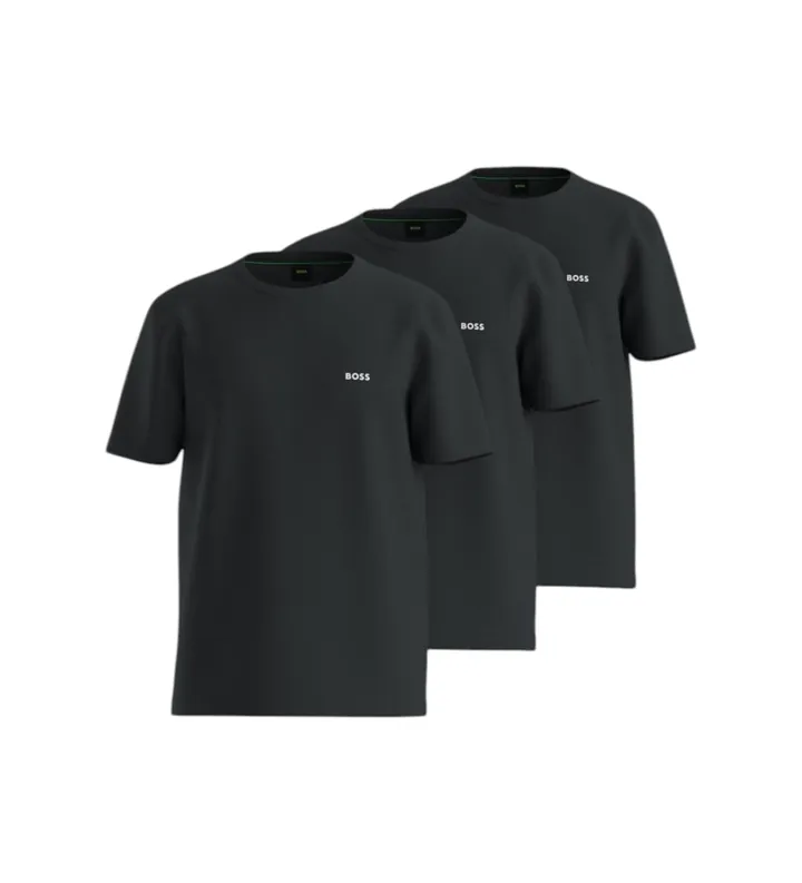 BOSS para hombre. 50559436 Pack 3 Camisetas Basic negro (L), Casual, Algodón, Manga corta