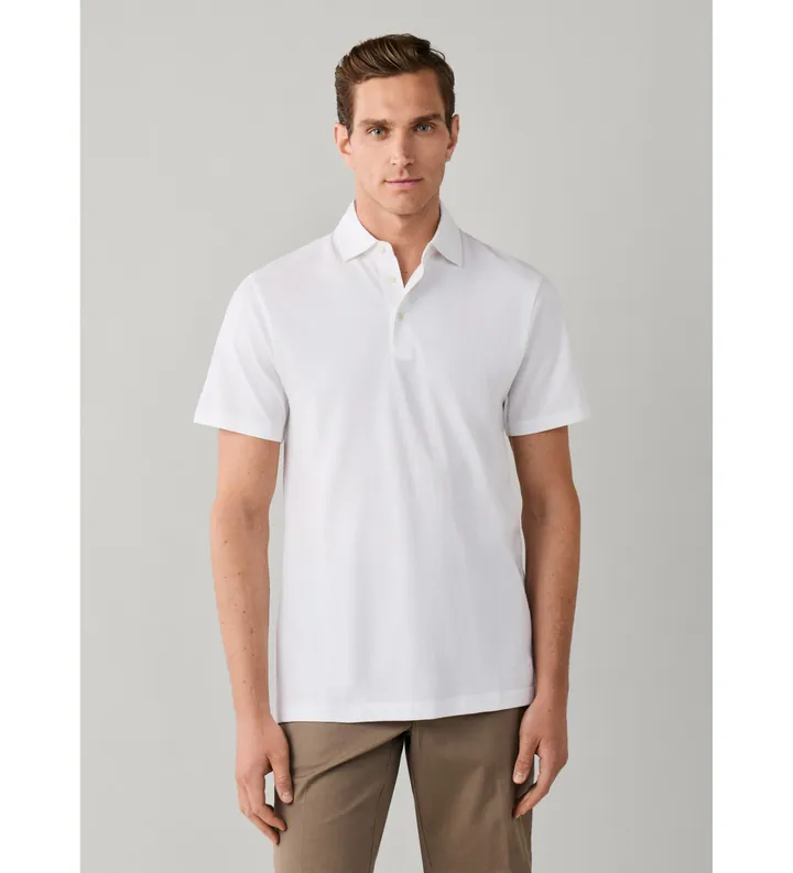 Hackett London para hombre. HM5600201 Polo Gmd Pique blanco (L), Casual, Algodón, Manga corta