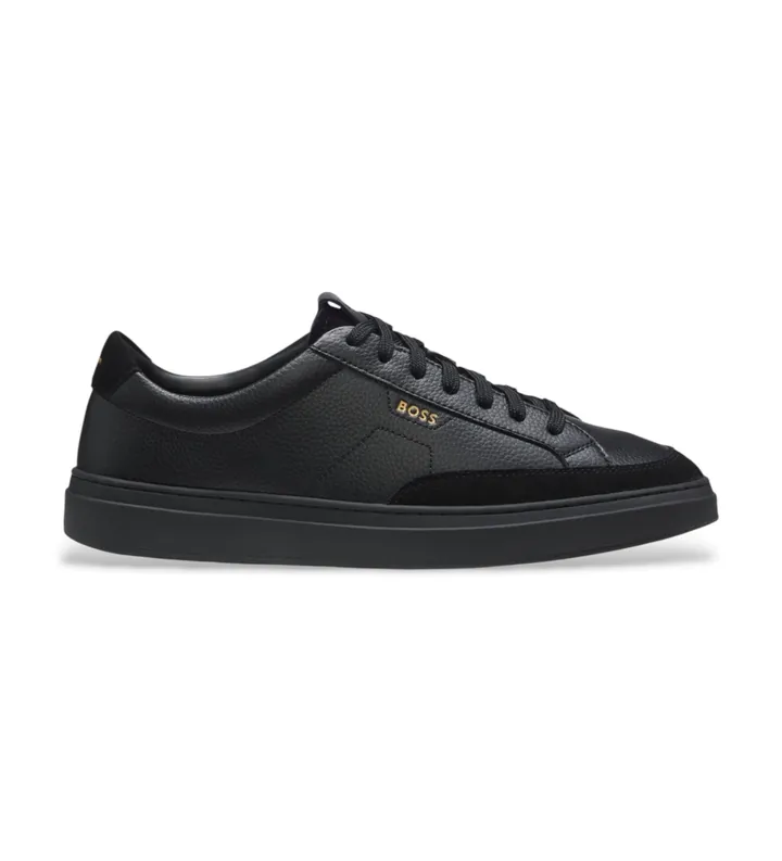 BOSS para hombre. 50568536 Zapatillas de piel Kieran Tenn negro (39), Plano, Cordones, Casual