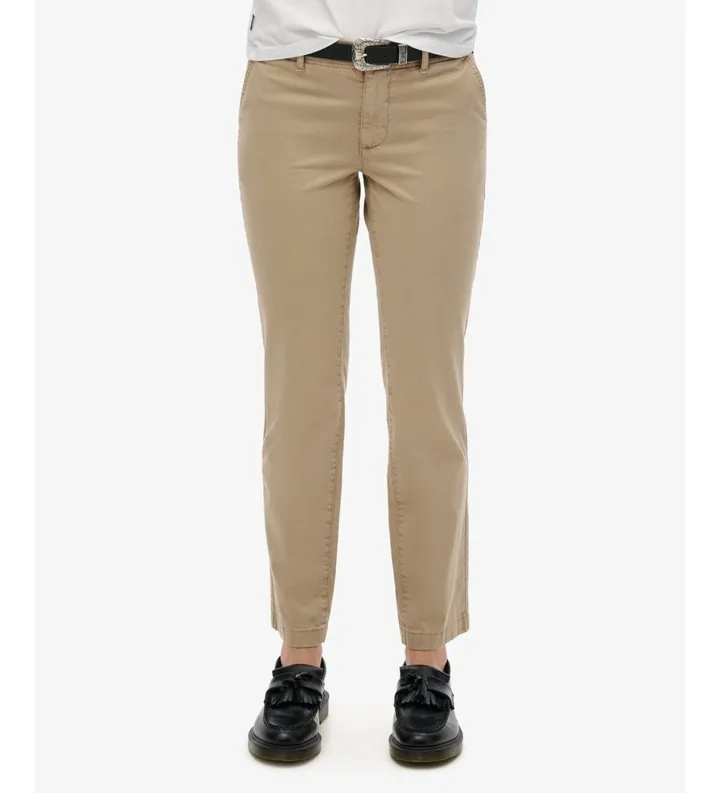 Superdry para mujer. W7011218A Pantalón Chino Mid Rise taupe (26/30), Casual, Algodón