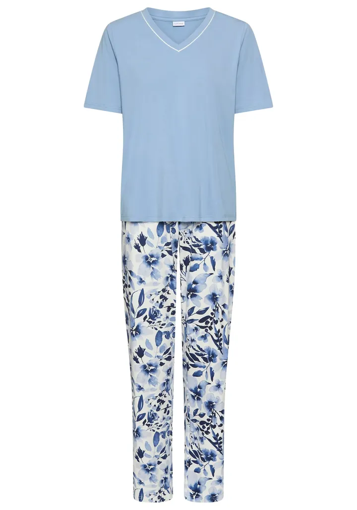 LASCANA Pijama  azul / navy / azul cielo / blanco