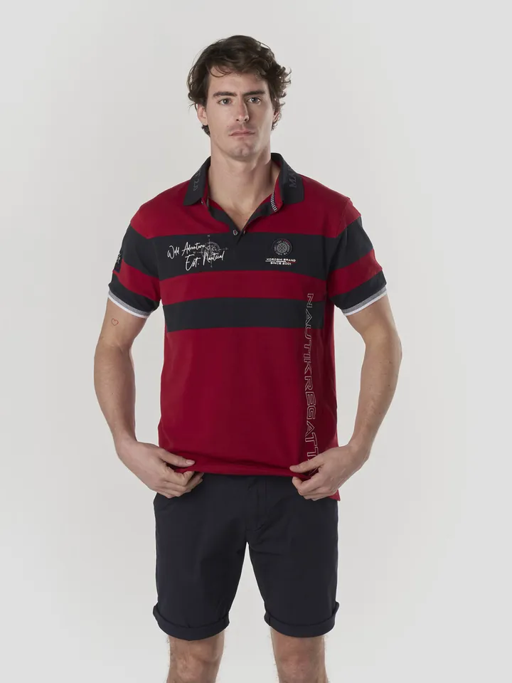KOROSHI Camiseta  rojo carmesí / negro / offwhite