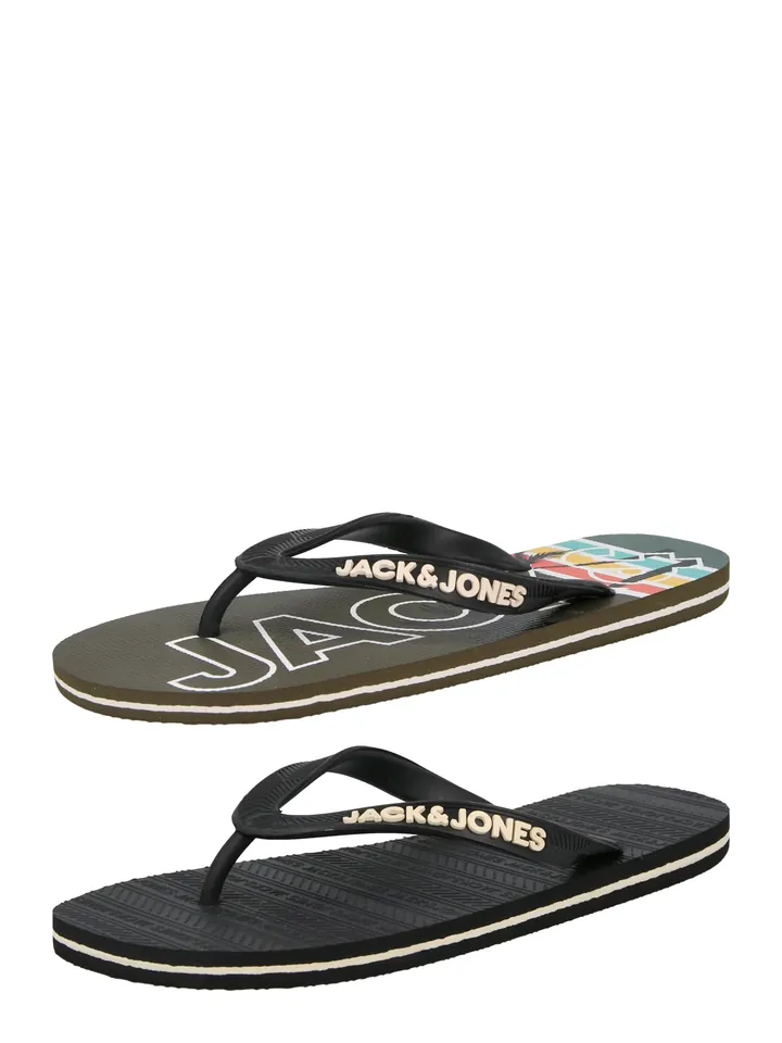 JACK & JONES Sandalias de dedo  crema / antracita / oliva