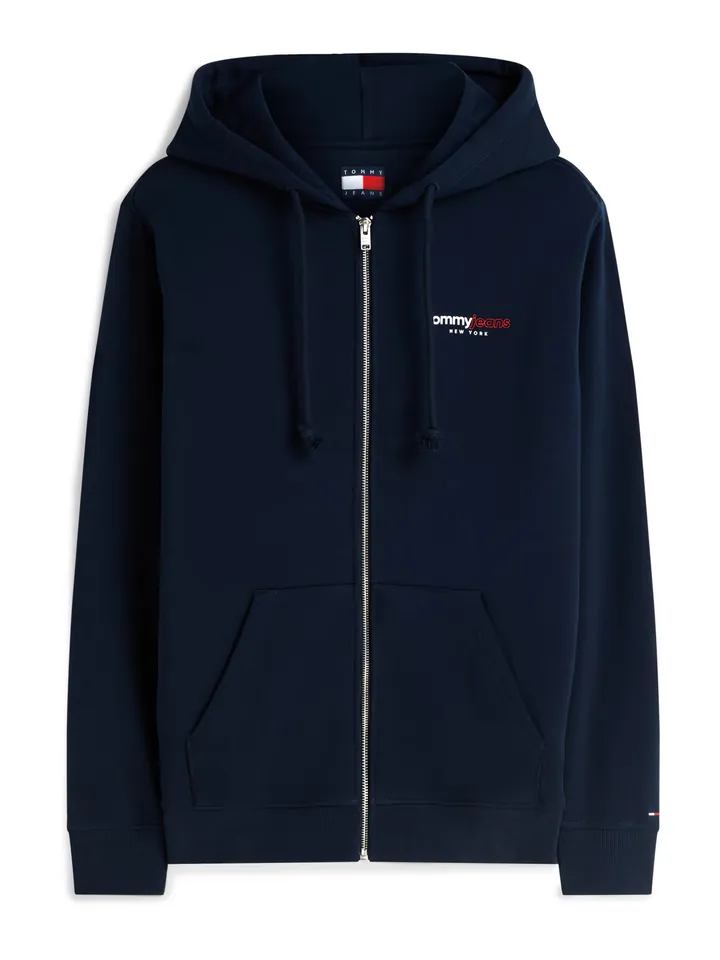 Tommy Jeans Sudadera con cremallera 'Back Logo Zip-thru' navy / rojo / blanco