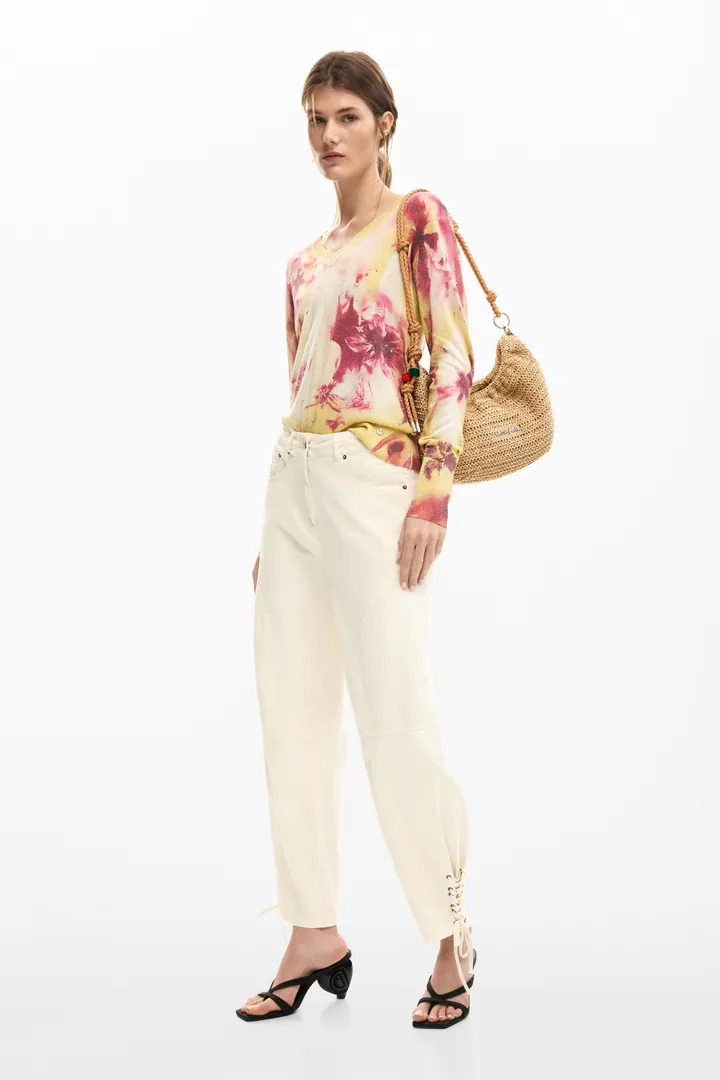 Desigual, Pantalón largo lazada, Mujer, Algodon, XL