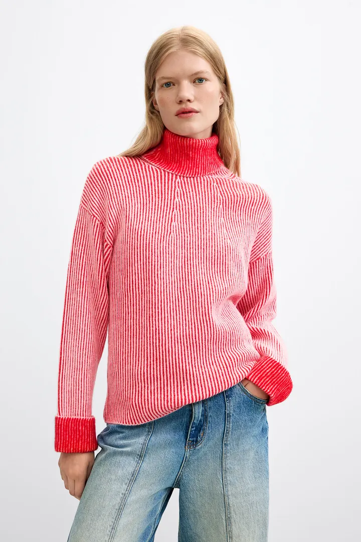 Desigual, Jersey Cuello Alto Canalé, Mujer, Rojo, L