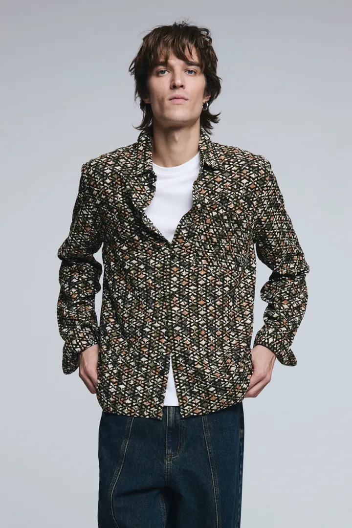 Desigual, Camisa hombre jacquard, Hombre, Verde, L