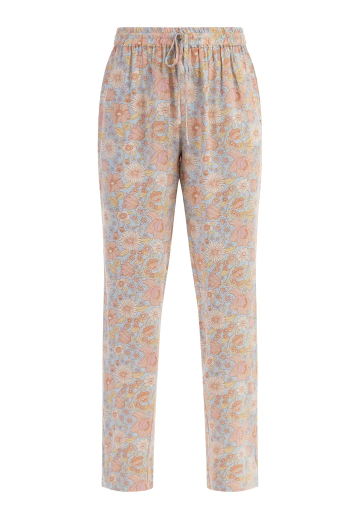 Usha Pantalón azul claro / amarillo / melocotón / blanco