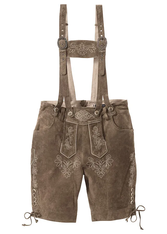 Pantalón de cuero folclórico, corto