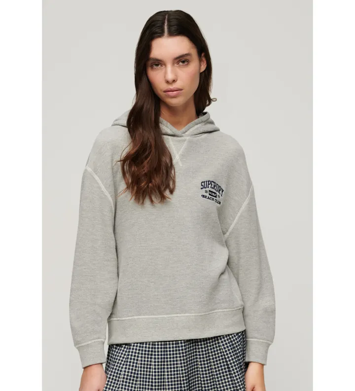 Superdry para mujer. W2012071A Sudadera con capucha Athletic Essential gris (L), Casual, Algodón, Manga larga