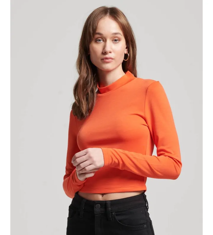 Superdry para mujer. W6011737A Camiseta de manga larga con espalda abierta naranja (L), Casual