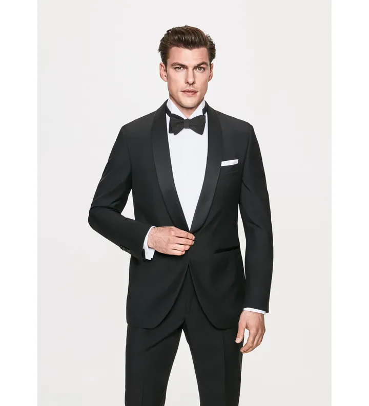 Hackett London para hombre. HM450266 Chaqueta de cena con cuello chal en lana mohair negro (40/32), Fiesta