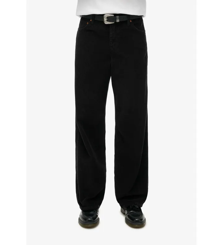Superdry para mujer. W7011108A Pantalón de pana de talle medio y pernera ancha negro (26/30), Casual, Algodón