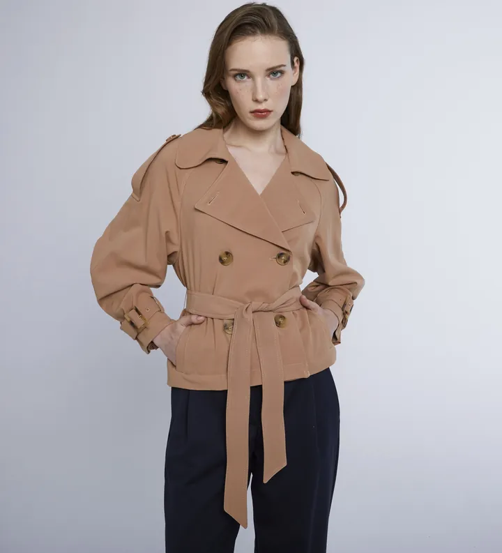 Marella para mujer. 2423026021200 Chaqueta Deodara marrón (44), Casual, Poliéster