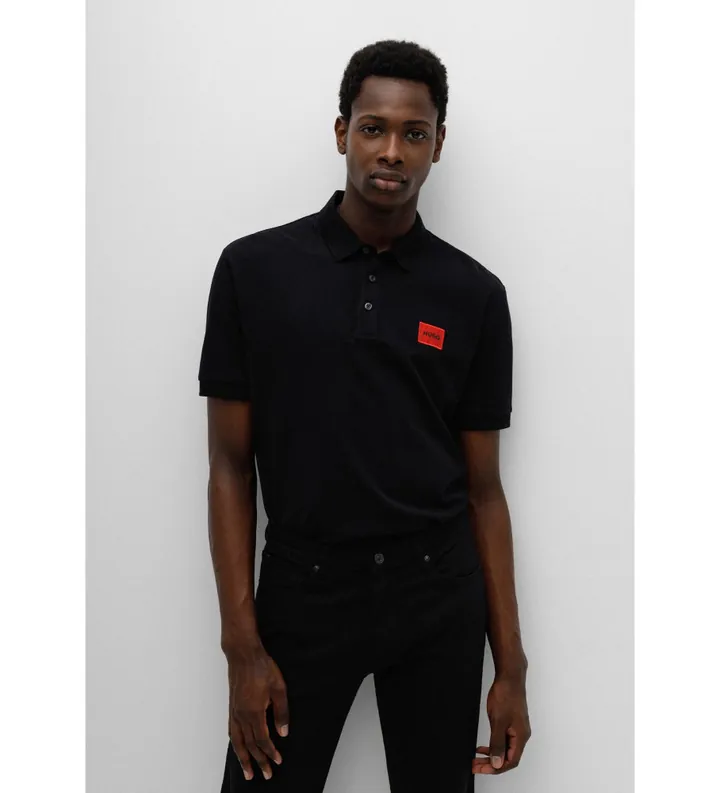 HUGO para hombre. 50466202 Polo Dereso negro (L), Casual, Algodón, Manga corta