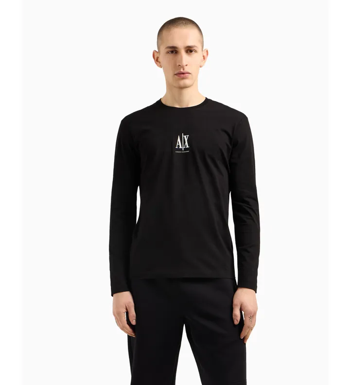 A|X Armani Exchange para hombre. XM000364AF12308UC001 Camiseta de manga larga negro (L), Casual, Algodón