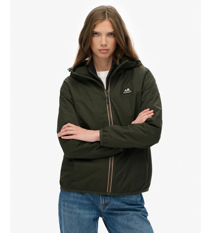 Superdry para mujer. W5011986A Chaqueta cortavientos Essential Tri verde (L), Casual, Poliéster
