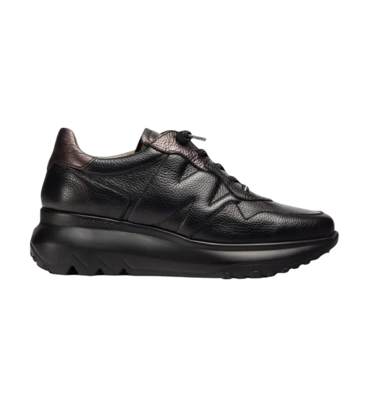 Wonders para mujer. A-4010_941_5792 Zapatillas de Piel Ultrafly 10 negro (35), Plano, 3 a 5cm, Cordones, Casual