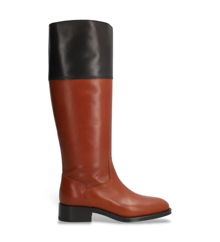 Alpe para mujer. 534208 Botas de Piel Couture marrón, negro (36), 3 a 5cm, Cremallera, Casual