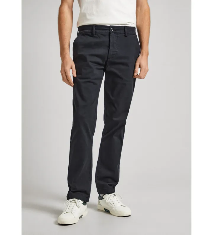 Pepe Jeans para hombre. PM211655 Pantalones Slim Chino Twill negro (36), Casual, Algodón, Clásico