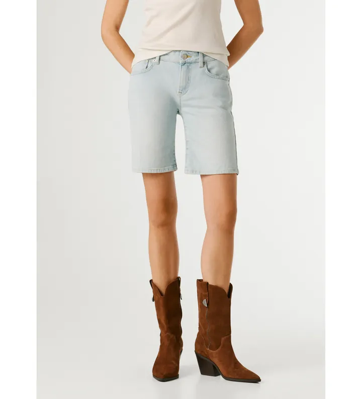 Pepe Jeans para mujer. PL80000382FA Bermudas Poppy azul (24), Casual, Algodón, Denim
