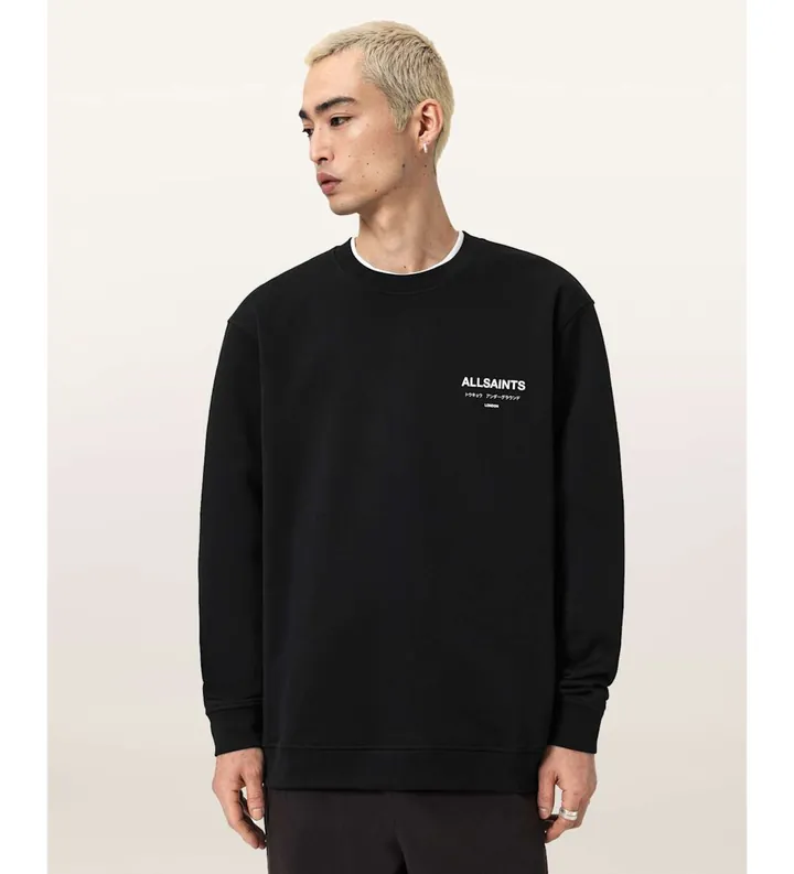 ALL SAINTS para hombre. M033NB Sudadera Underground negro (L), Casual, Algodón, Manga larga