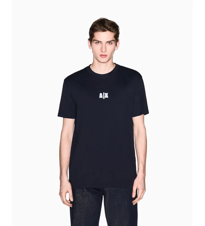 A|X Armani Exchange para hombre. XM002509AF10358UB101 Camiseta Regular Fit AX marino (L), Casual, Algodón, Manga corta