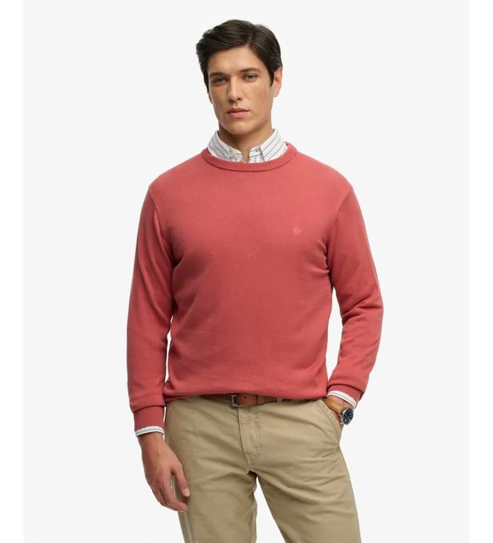 Superdry para hombre. M6110691C Jersey Essentials Cotton Jumper rojo (L), Casual, Algodón, Manga larga