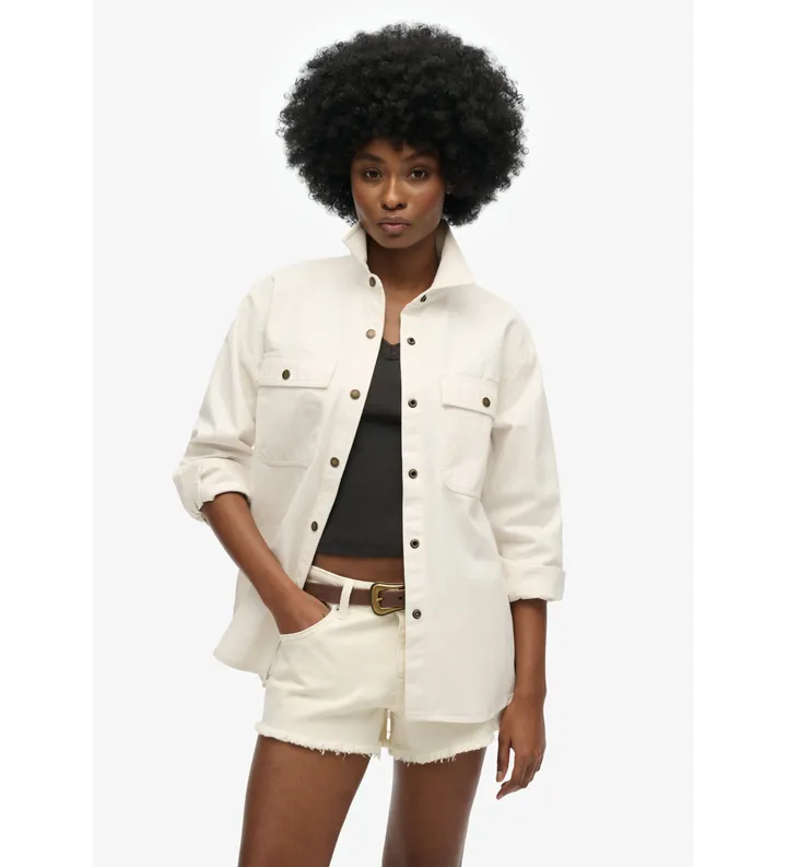 Superdry para mujer. W4010465A Camisa Workwear blanco (XS), Casual, Algodón, Manga larga