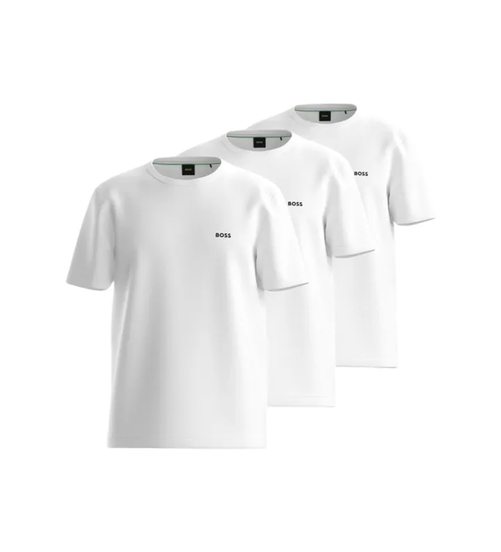 BOSS para hombre. 50559436 Pack 3 Camisetas Basic blanco (L), Casual, Algodón, Manga corta