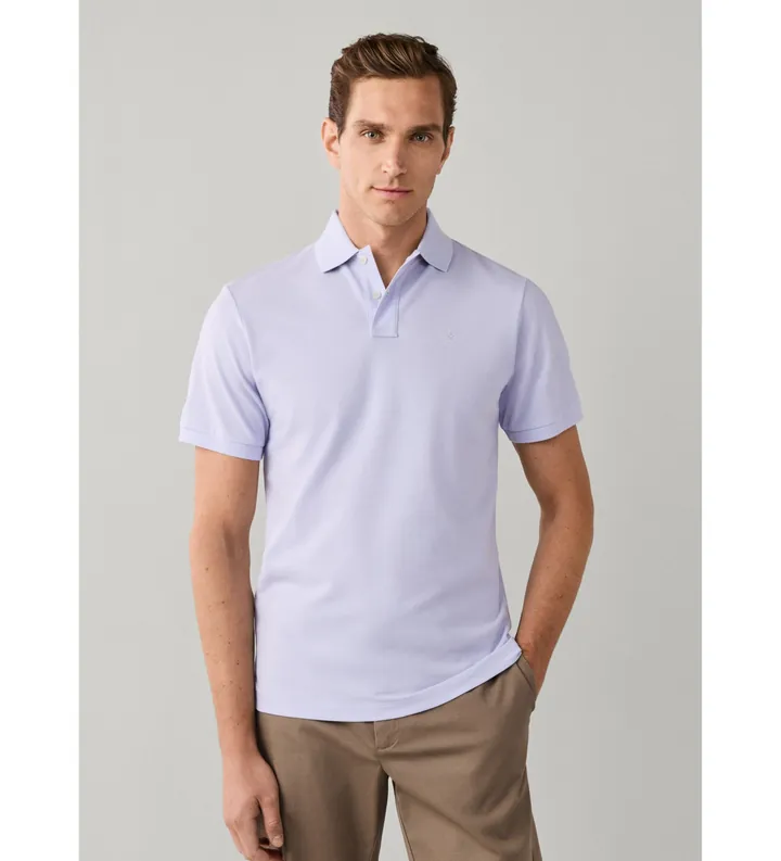 Hackett London para hombre. HM5600203 Polo Slim Fit Logo lila (L), Casual, Algodón, Clásico, Manga corta
