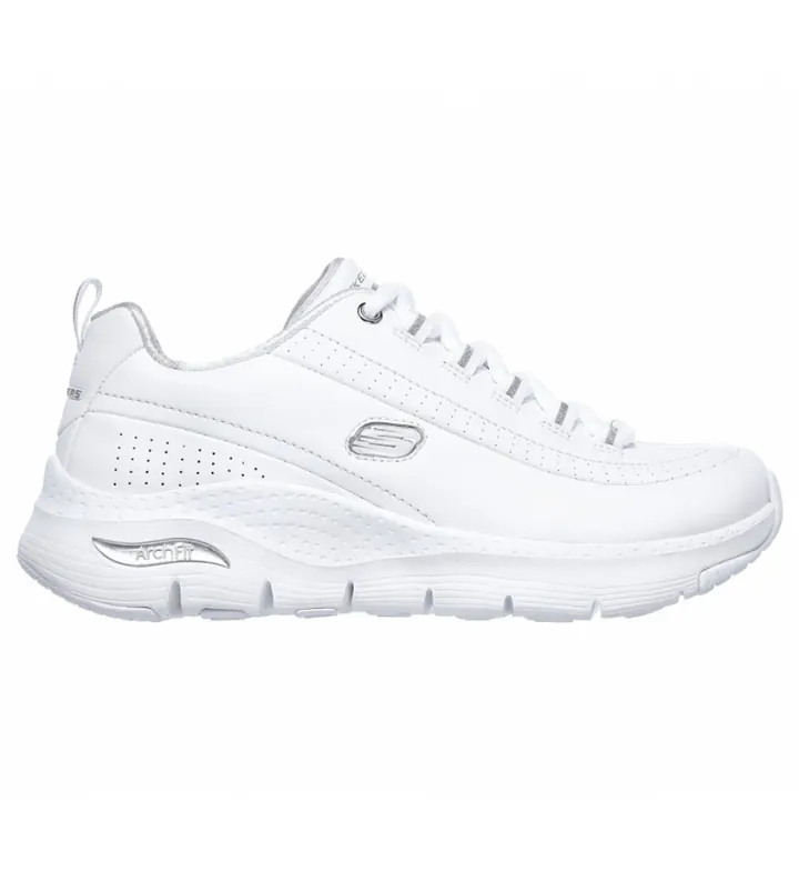 Skechers para mujer. 149146 Zapatillas de piel Arch Fit Citi Drive blanco (36), Plano, Cordones, Casual, Deportivo, Multideporte