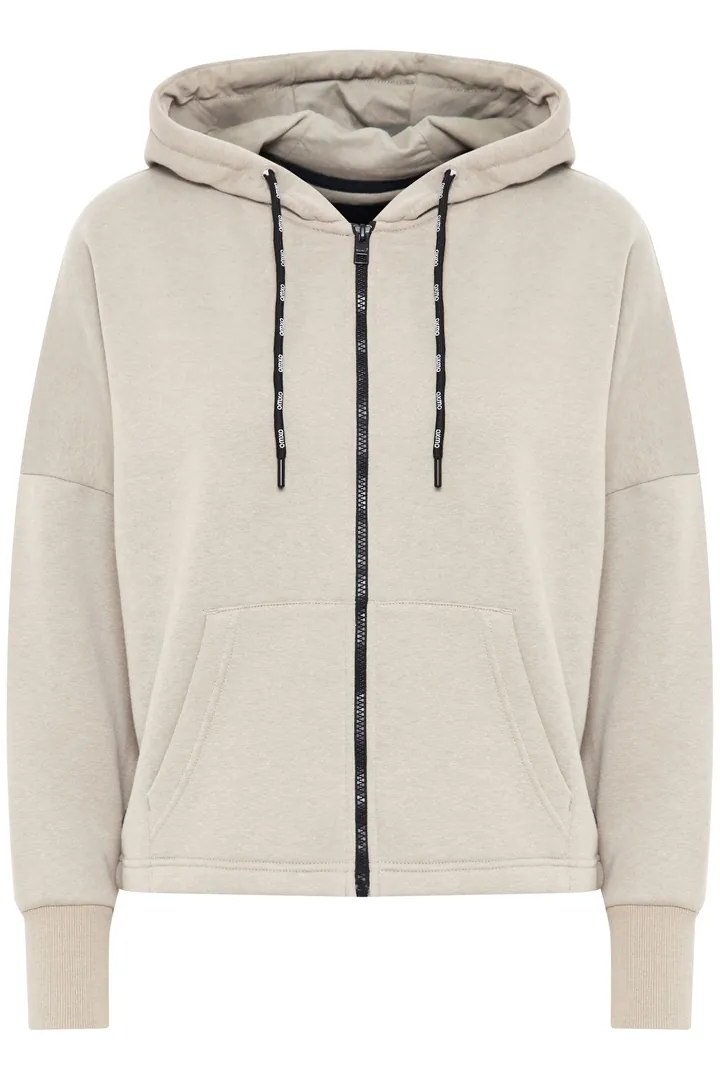 Oxmo Sudadera con cremallera 'Sanice' beige / negro