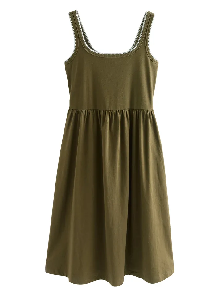 Next Vestido de verano caqui / blanco