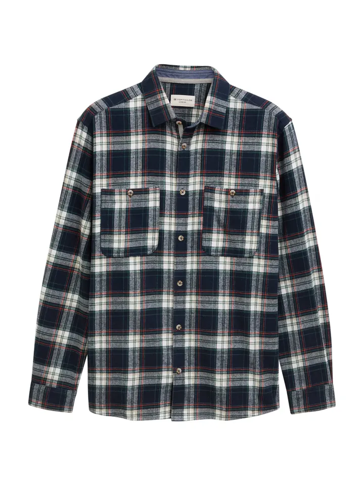 TOM TAILOR Camisa navy / verde oscuro / rojo claro / blanco
