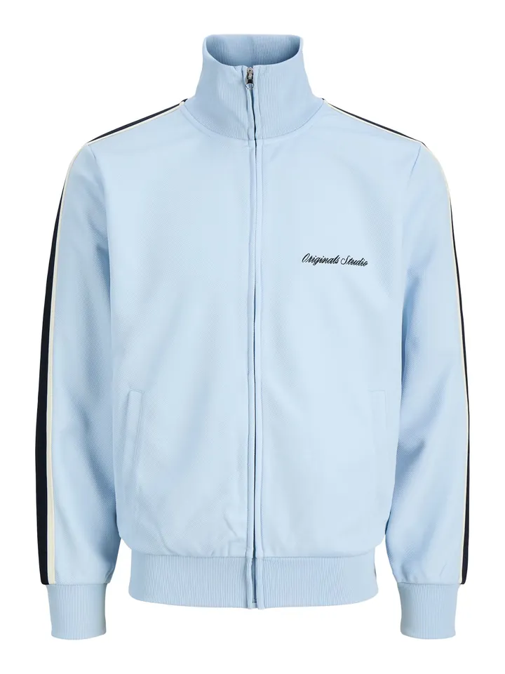 JACK & JONES Sudadera con cremallera azul claro / negro / blanco